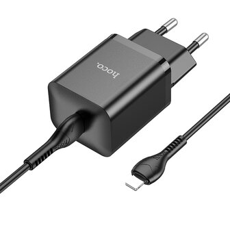 iPhone 14 Pro Max - Lightning Kabel naar Type C (1 Meter) &amp;amp; Stekker (N27) - 20W - Zwart