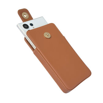 iPhone XR Bruin - Schouder Tas - Rits &amp;amp; Koord