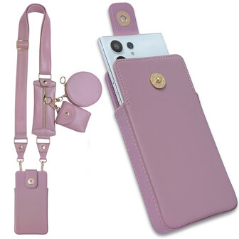 iPhone 14 Pro Max Roze - Schouder Tas - Rits &amp;amp; Koord