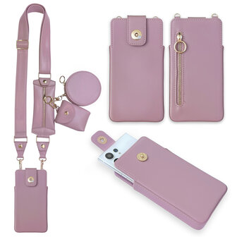 iPhone 14 Pro Max Roze - Schouder Tas - Rits &amp;amp; Koord