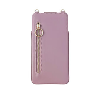 iPhone 14 Pro Max Roze - Schouder Tas - Rits &amp;amp; Koord