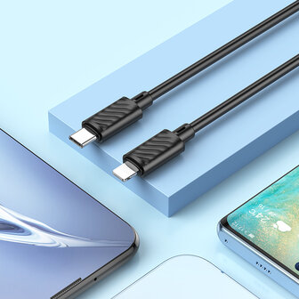 iPhone XR - Lightning Kabel naar Type C (1 Meter) &amp;amp; Dual Stekker (N28) - 20W - Zwart