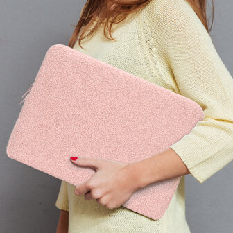 Teddy Sleeve Bag - Laptophoes &amp;amp; Tablet 13 inch - Roze