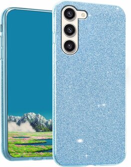 Samsung Galaxy S25 Plus - Blauw - Glitter Back Cover