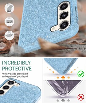 Samsung Galaxy S25 Plus - Blauw - Glitter Back Cover