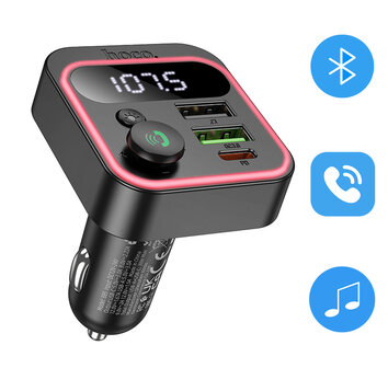 Hoco Bluetooth FM Transmitter - Auto Lader USB-C &amp;amp; USB-A 38W