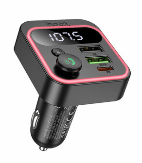 Hoco Bluetooth FM Transmitter - Auto Lader USB-C &amp;amp; USB-A 38W