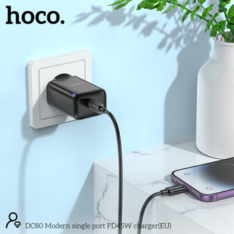 Hoco - DC80 - 45W Fast Charge - Zwart