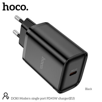 Hoco - DC80 - 45W Fast Charge - Zwart