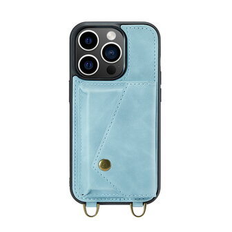 iPhone 14 Pro Max Aqua Blue - Back Cover met Koord