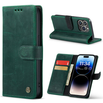 iPhone 15 Pro Max Groen - Lederen Book Case