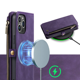 iPhone 15 Pro Deep Purple - MagSafe Book Case met Rits