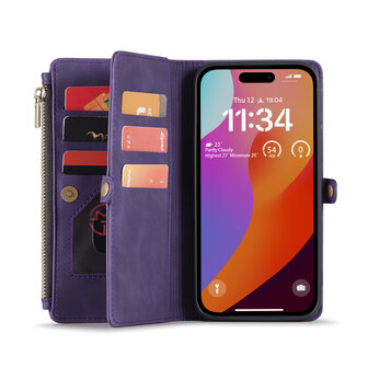 iPhone 15 Pro Deep Purple - MagSafe Book Case met Rits