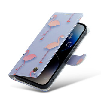 iPhone 14 Pro Max met Flamingo Print - Book Case