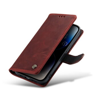 iPhone 15 Pro Rood - Lederen Book Case