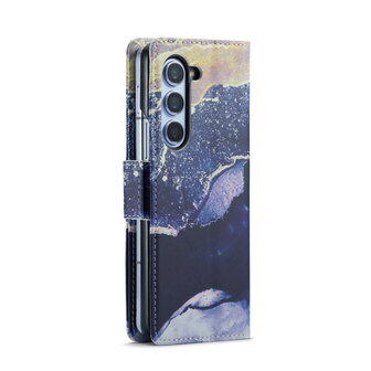 Samsung Z Fold 5 Blue Sodalite - Marmer Book Case