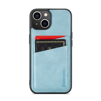 iPhone 14 - Back Cover met Kaarthouder - Aqua Blue