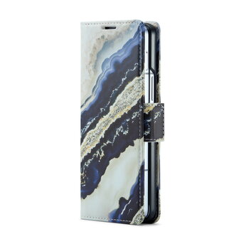 Samsung Z Fold 5 Blue Paraiba - Marmer Book Case