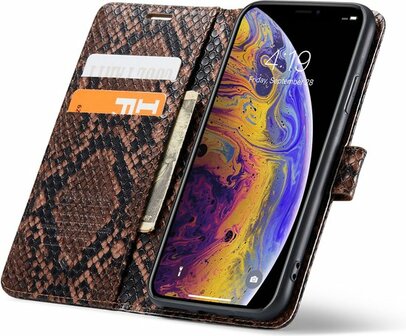 iPhone X &amp;amp; XS Bruin - Slangen Book Case