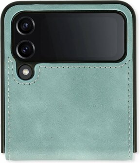 Samsung Z Flip 4 Aqua Blue - Kunstlederen Back Cover