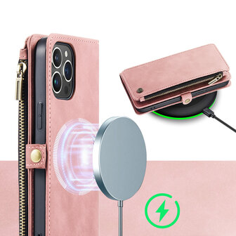 iPhone 15 Pro Pale Pink - MagSafe Book Case met Rits