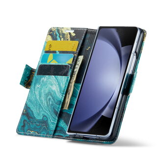 Samsung Z Fold 5 Blue Aquamarine - Marmer Book Case