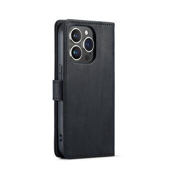 iPhone 14 Pro Max Zwart - Lederen Book Case