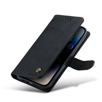 iPhone 14 Pro Max Zwart - Lederen Book Case