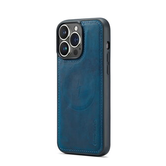 iPhone 15 Pro - Navy Blue - 2 in 1 Lederen MagSafe Case