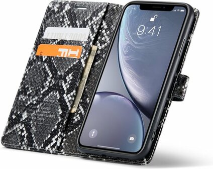 iPhone XR Zwart - Slangen Book Case