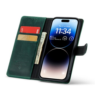 iPhone 15 Pro Groen - Lederen Book Case