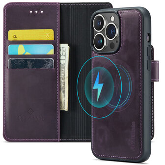 iPhone 15 Pro Max - Deep Purple - 2 in 1 Lederen MagSafe Case