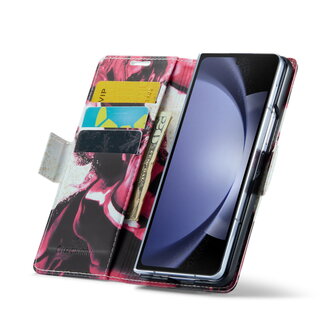 Samsung Z Fold 5 Red Rhodonite - Marmer Book Case