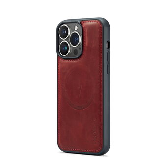 iPhone 15 Pro Max - Crimson Red - 2 in 1 Lederen MagSafe Case