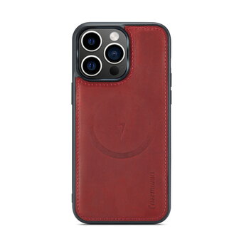 iPhone 15 Pro Max - Crimson Red - 2 in 1 Lederen MagSafe Case