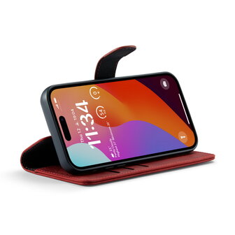 iPhone 15 Pro Max - Crimson Red - 2 in 1 Lederen MagSafe Case