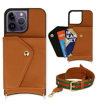 iPhone 14 Pro Max Bruin - Back Cover met Band