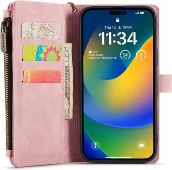 iPhone 14 Pro Max Pale Pink - Book Case met Rits