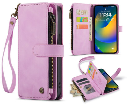 iPhone 14 Pro Max Pastel Lila - Book Case met Rits