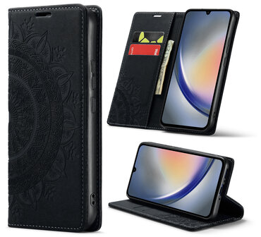 Samsung S24 Plus Charcoal Gray - Mandala Book Case