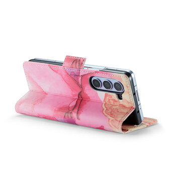 Samsung Z Fold 5 Pink Rhodonite - Marmer Book Case