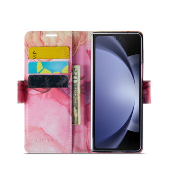 Samsung Z Fold 5 Pink Rhodonite - Marmer Book Case