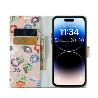 iPhone 14 Pro Max met Bloemen Print - Book Case