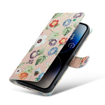 iPhone 14 Pro Max met Bloemen Print - Book Case