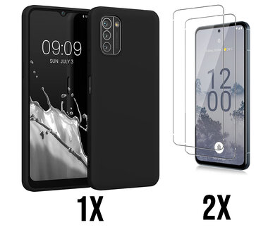 Nokia G22 - Back Cover &amp;amp; 2x Glas - Zwart