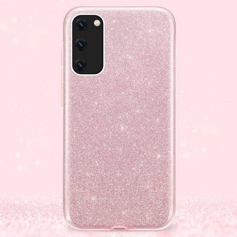 A32 4G - Glitter Back Cover &amp;amp; Glas - Roze