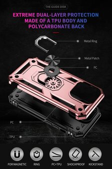 iPhone 15 Pro Rosegoud - Armor met Kickstand Ring