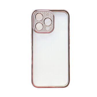 iPhone 12 Pro - Glitter Cam Back Cover - Roze