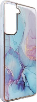 Samsung S23 Plus - Marmer Back Cover - Blauw