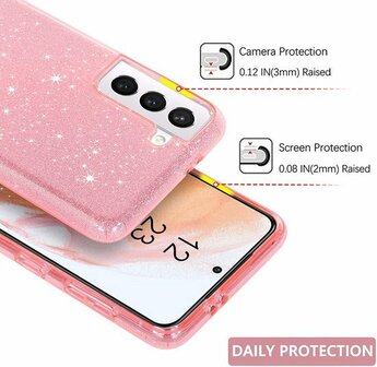 Samsung S22 Plus - Glitter Back Cover - Roze